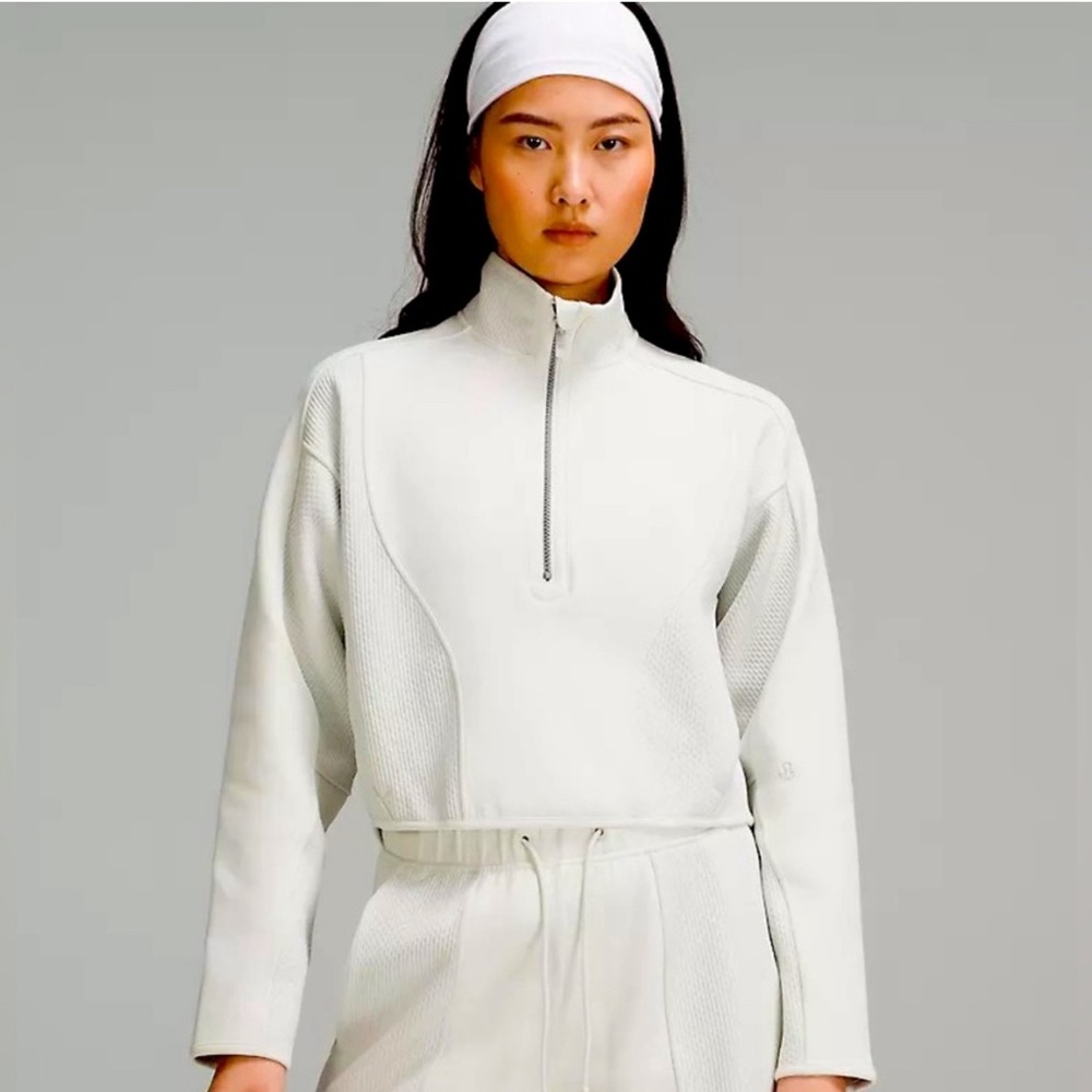 NWT $178 Lululemon mixed fabric half-zip Pullover Jacket Size XS Cream Bone
